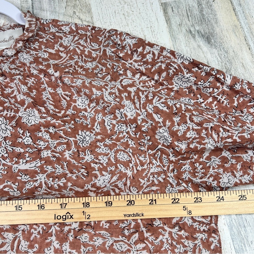 Cleobella Nasir Raja Floral Blouse Large Ruched Neck Cotton Boho Luxe Top - Picture 14 of 17